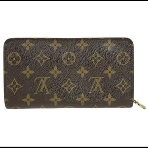 LOUIS VUITTON Zip Long Bifold Wallet Purse Monogram Leather Brown